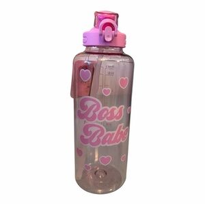 Paris Hilton Large Pink Boss Babe Flip Top Pink Lock Lid 64 Oz. Water Bottle
